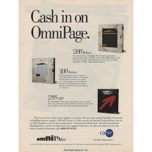 Caere OmniPage Scanner Software 1993 Vintage Print Ad  u Original